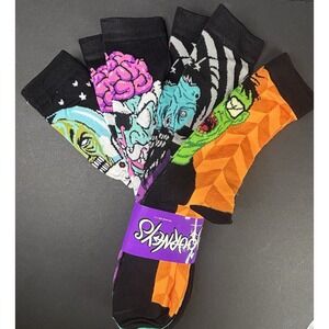 Journeys Monster Faces Socks Set Of 5  Shoe 7-12 Socks 10-13